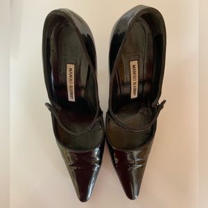 Manolo Blahnik Campari Patent Mary Jane Pumps